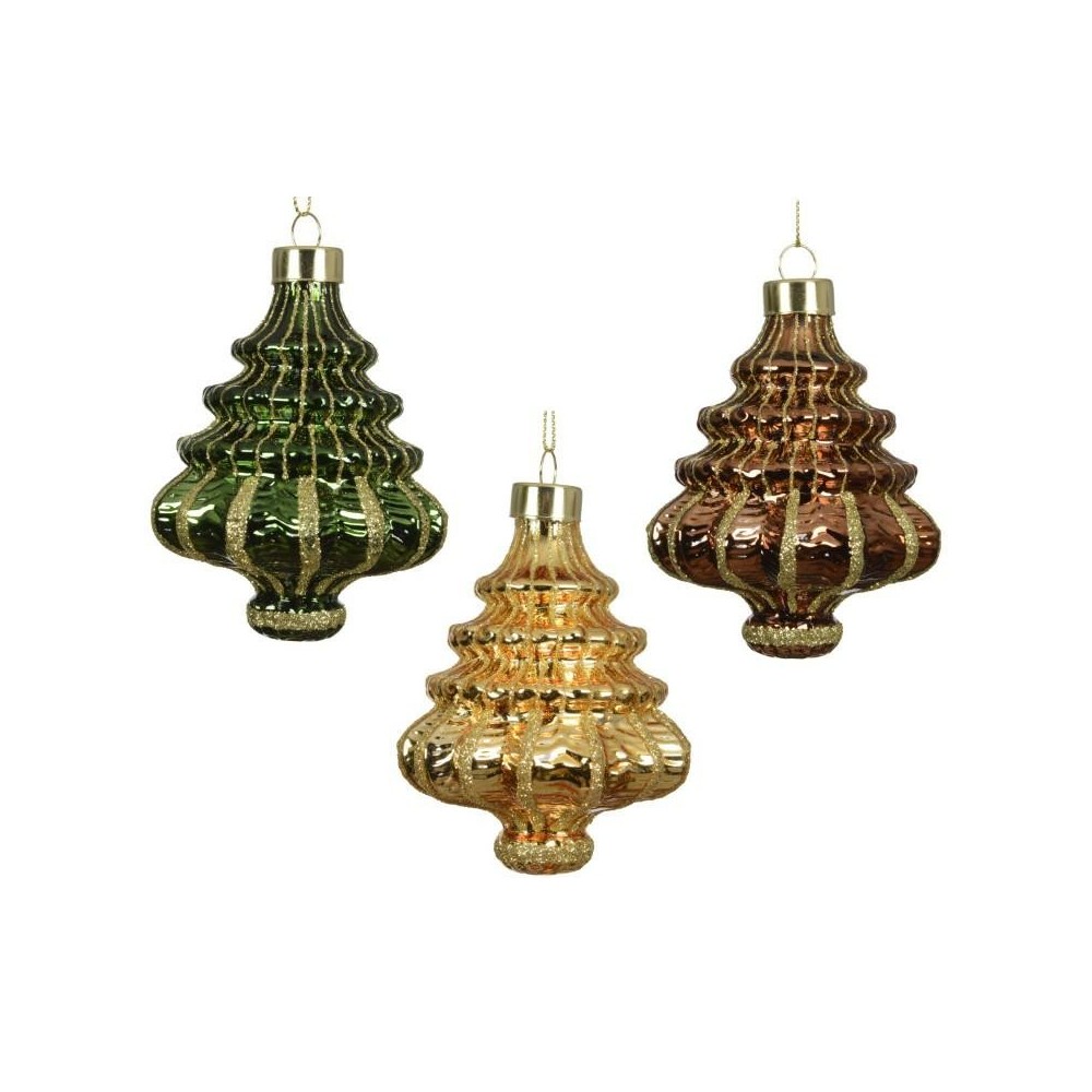 ORNAMENTO VETRO ALBERO 3 COLORI H.10